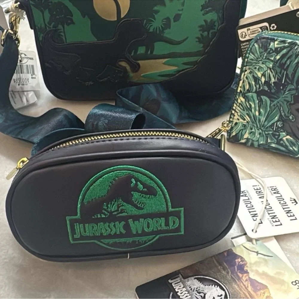 Loungefly Jurassic World Velociraptor Palm Mini backpack, Wallet, & Sling Bag